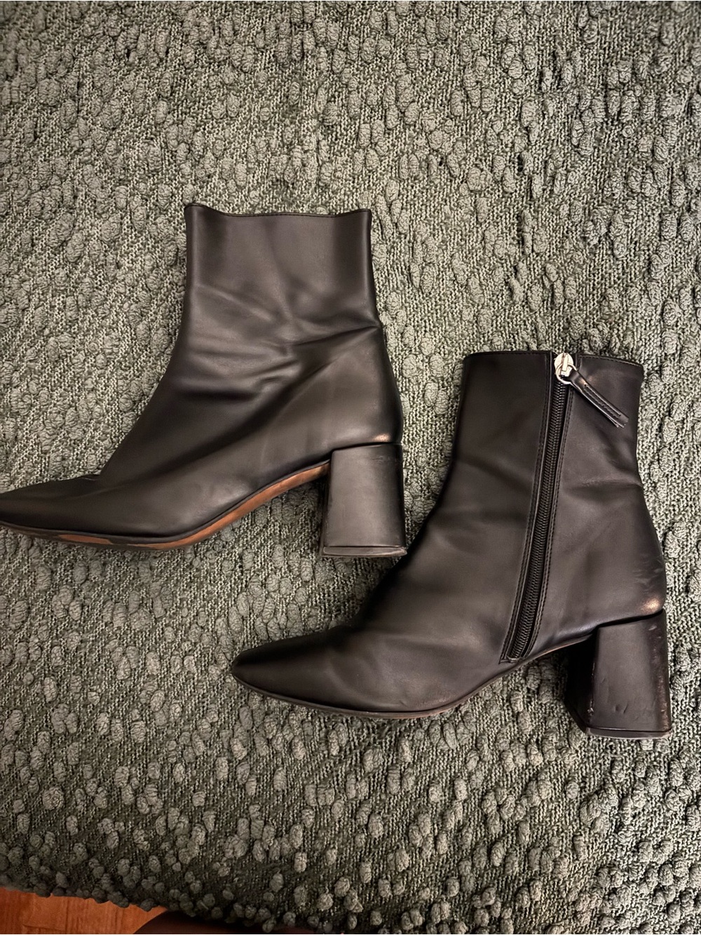 Nasty Gal Black Vegan Leather Pointed Toe Ankle Boots with Block Heel